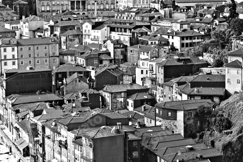 Preview: View To Historic Center City Of Porto In Portugal, Stylized Photo