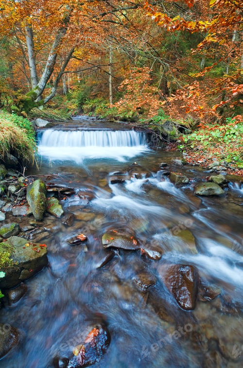 Preview: Rocky Stream, Running Through Autumn Mountain Forest