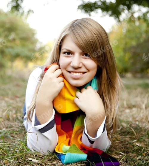 Preview: Portrait Of Girl At Outdoor. Autumn.