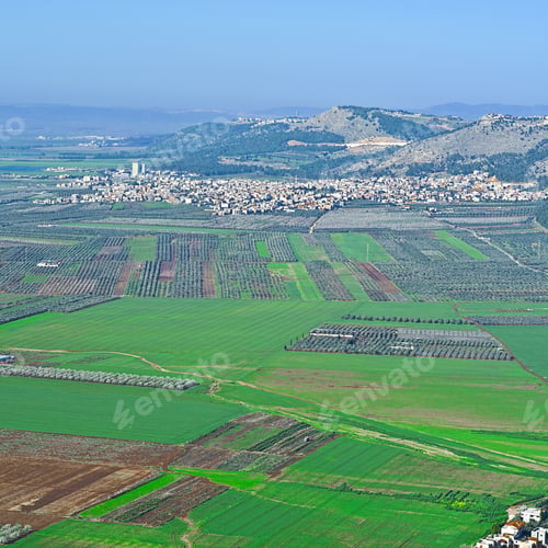 Preview: Aerial View From Mount Tabor To Arab City And Jezreel Valley In Israel