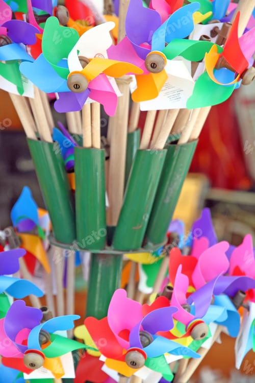 Preview: Mixed Color Pinwheels, Toy Fans(With Clipping Path) Italy