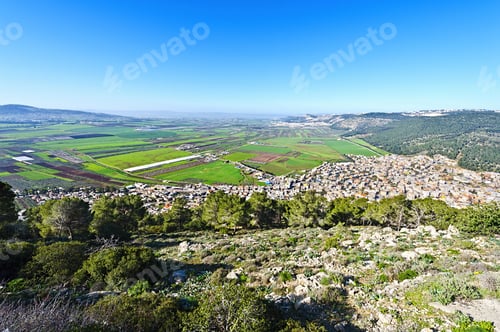 Preview: Aerial View From Mount Tabor To Arab City And Jezreel Valley In Israel