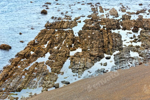 Preview: Summer Atlantic Ocean (Biscay Bay) Coast With Rock Formations Near Shore .