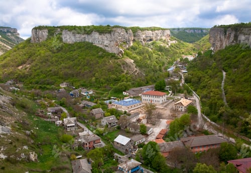 Preview: Spring Cloudy View Of Bakhchisaraj Town (Chufut Kale, Crimea, Ukraine)