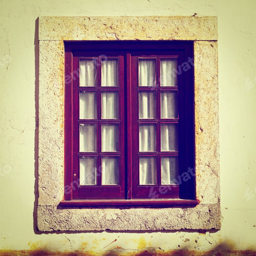 Preview: Window On The Facade Of The Old Portugal House, Instagram Effect