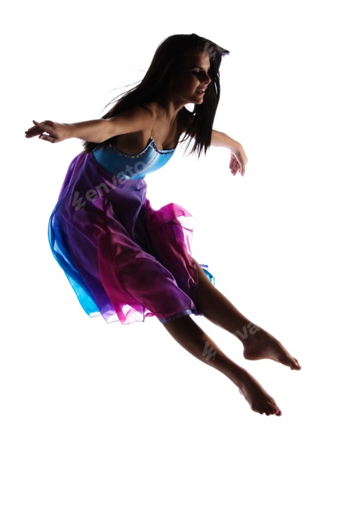 Preview: Silhouette Of A Beautiful Female Modern Jazz Contemporary Style Dancer Isolated On A White