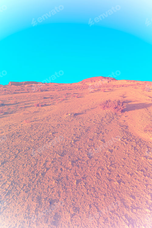 Preview: Breathtaking Landscape Of The Rock Formations In The Israel Desert In Faded Color Effect. Lifeless
