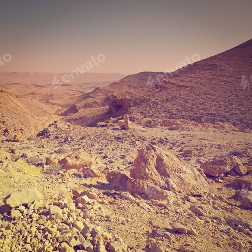 Preview: Big Stones Of Grand Crater In Negev Desert, Israel, Instagram Effect