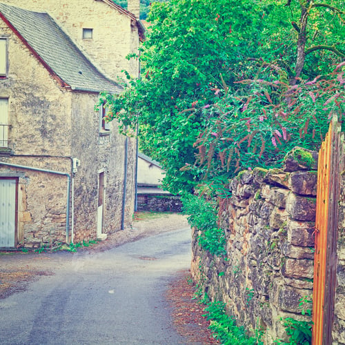 Preview: Deserted Street Of The French City In Lemousin,
