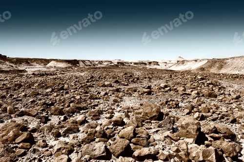 Preview: Stone Desert On The West Bank Of The Jordan River, Vintage Style Toned Picture