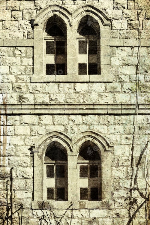Preview: Windows Of Traditional Stoned House In Old Acre. Arab Architecture Of The Old City Of Akko In