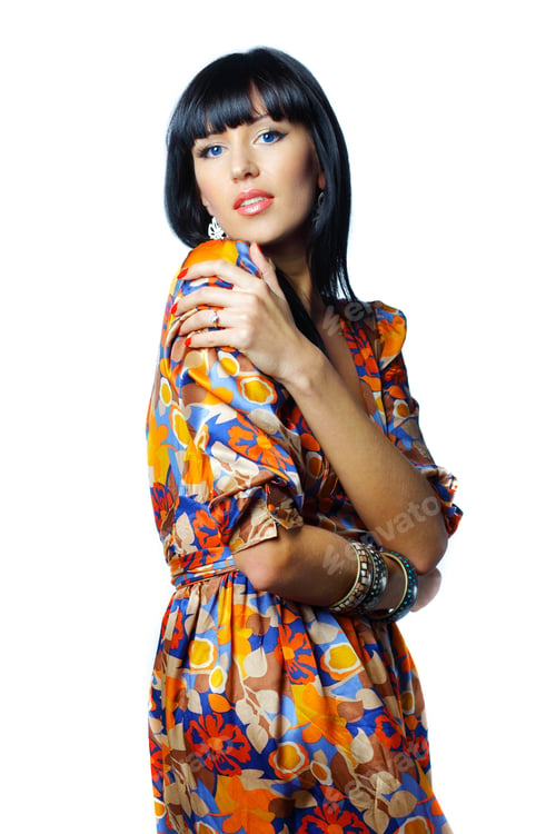 Preview: Portrait Of A Pretty Young Woman Posing Over White Background