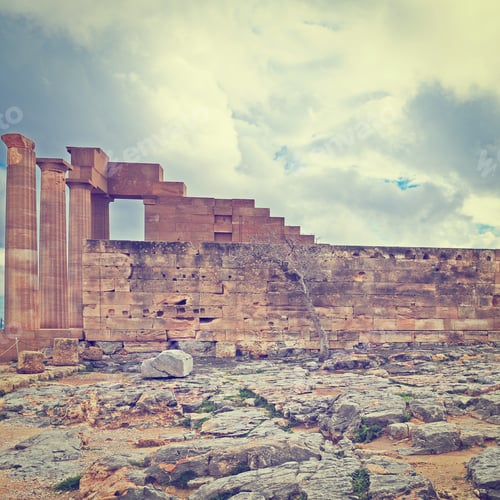 Preview: Ancient Temple On The Beach Of Greek Island Of Rhodes, Instagram Effect