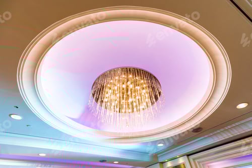 Preview: Crystal Luminous Chandelier On The Ceiling In The Interior