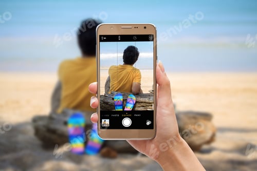 Preview: Woman Hand Holding Smart Phone Take The Photo