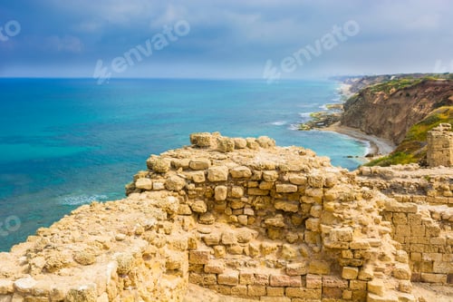Preview: Ruins Of The Crusader Fortress Of The City Arsour In Israel. Dunes On The Shore Of The