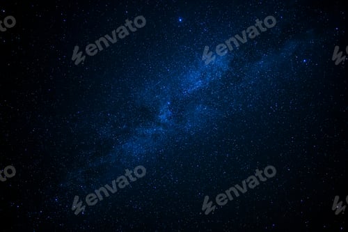 Preview: Stars In Sky, Starry Night Blue Starlight Shine Of Milky Way, Shooting Star And Meteorite Comet In