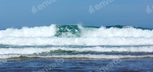 Preview: Sea Storm Wave. Misty Seascape View From Beach.