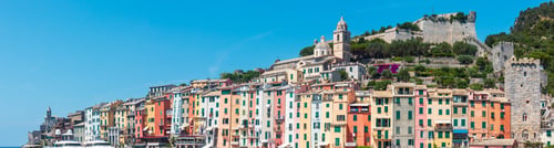 Preview: Beautiful Medieval Fisherman Town Of Portovenere (Unesco Heritage Site) View From Sea (Near Cinque