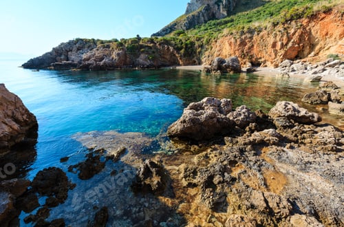 Preview: Paradise Sea Bay With Azure Water And Beach. View From Coastline Trail Of Zingaro Nature Reserve