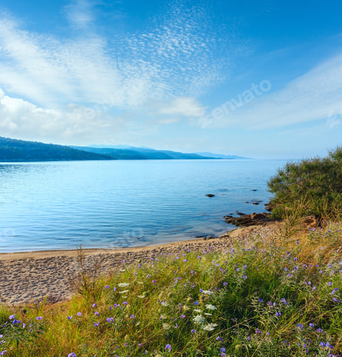 Preview: Morning Sandy Kastri Beach Summer View, Nikiti, Sithonia, Halkidiki, Greece