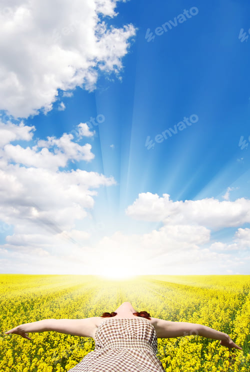 Preview: Girl Lie At Beautiful Field (Abstract)
