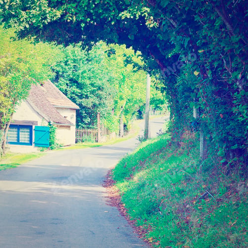 Preview: Winding Paved Road In The French Village, Instagram Effect