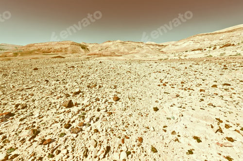 Preview: Rocky Hills Of The Negev Desert In Israel, Retro Image Filtered Style