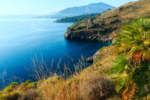 Preview: Paradise Sunrise Sea Landscape From Coastline Trail Of Zingaro Nature Reserve Park, Between San