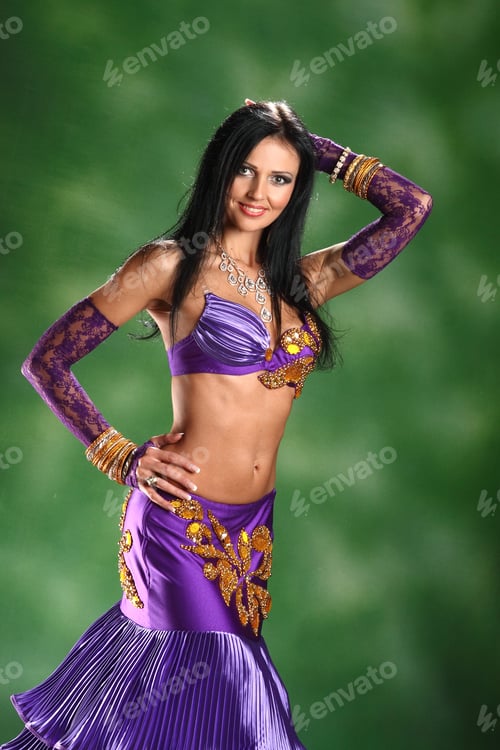 Preview: Beautiful, Active Dancer In A Lush, Gorgeous Dance Costumes. Dance Movements, Artistic Emotions