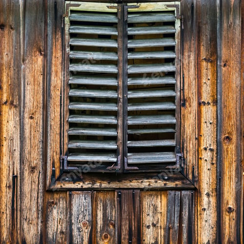 Preview: Traditional Austrian Woode House In Hallstatt. The Old Wood Is Blackened By The Dampness Of The