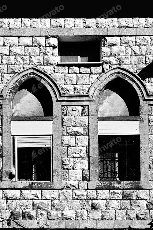 Preview: Windows Of Traditional Stoned House In Old Acre. Arab Architecture Of The Old City Of Akko In