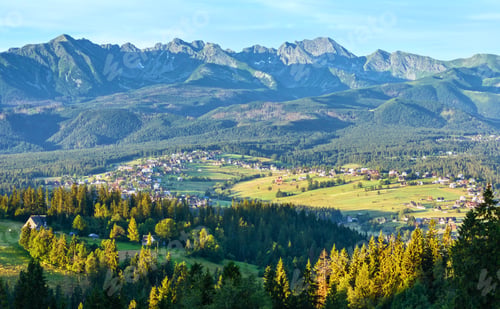 Preview: Summer Mountain Village Outskirts And Tatra Range Behind (Gliczarow Dolny In Valley, Poland)