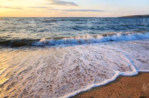 Preview: Sea Surf Wave Break On Sunset Sandy Coastline