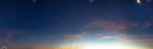 Preview: Early Predawn Sky Panorama. Autumn Night With Stars And Moon In Sky.