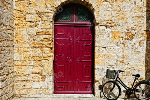 Preview: Bike Near The Solid Wooden Door In The French City