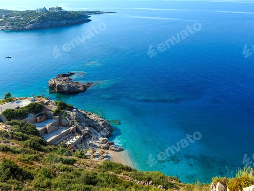 Preview: Morning Summer Ionian Sea Coast Top View With Beach, Albania