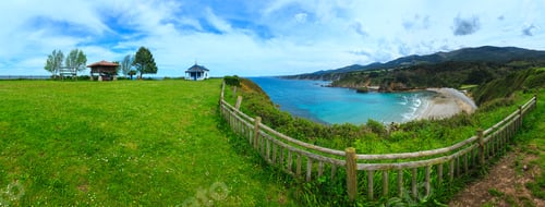 Preview: Chapel On Cape Summer View. Ermita De La Regalina, Cadavedo, Asturias, Spain. Five Shots Stitch