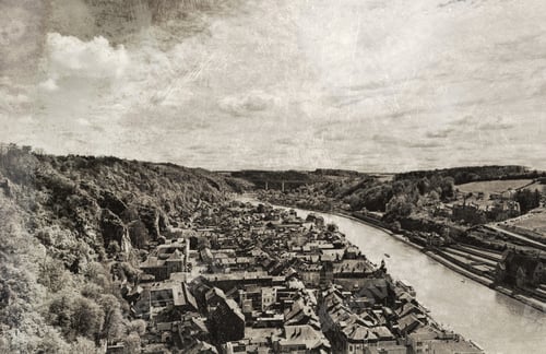 Preview: Embankment Of The River Meuse In The Belgian City Of Dinant. Beautiful Small Town Dinant In