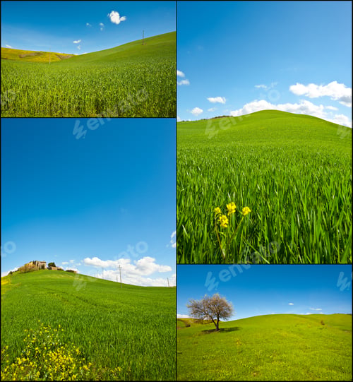 Preview: Farmhouse And Green Sloping Meadows Of Tuscany, Set