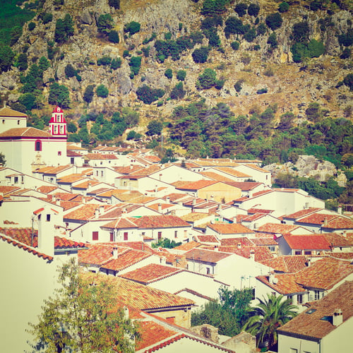 Preview: Bird'S Eye View On The Red Tiles Of The Spanish Town, Instagram Effect