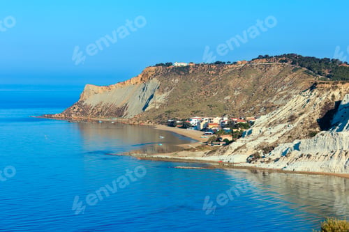 Preview: Sandy Beach Under Famed White Cliff, Called "Scala Dei Turchi", In Sicily, Near Agrigento, Italy