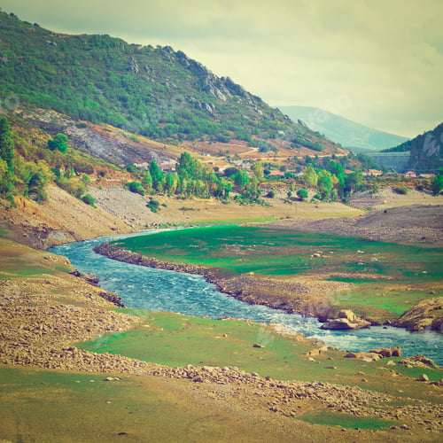 Preview: River On The Bottom Of Canyon In The Cantabrian Mountain, Instagram Effect