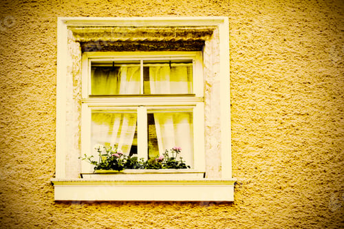 Preview: Typical Windows Of A House In A Small Town In Austria. Home In The Austrian City Of Gmunden In A