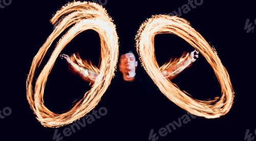 Preview: Fire Show. Fire Performance At The Night. Background