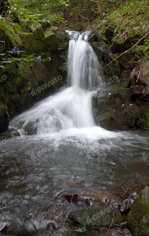 Preview: Mountain Waterfall In Dark Wild Carpathian Forest