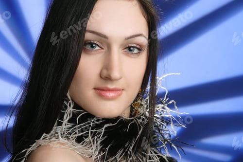Preview: Portrait Of Beautiful Girl With Curly Hair Luxuriant