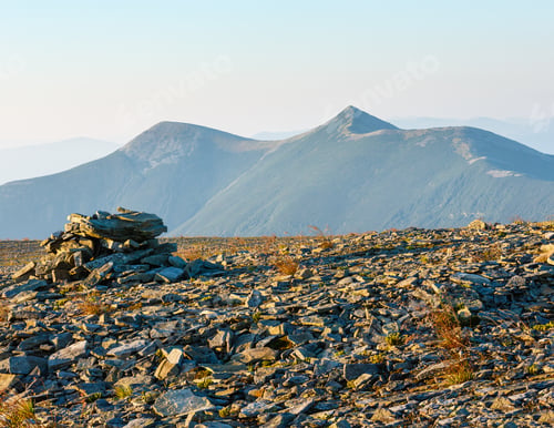 Preview: Summer Morning Carpathian Mountain Top View From Stony Summit Of Ihrovets Mount (Gorgany, Ukraine).