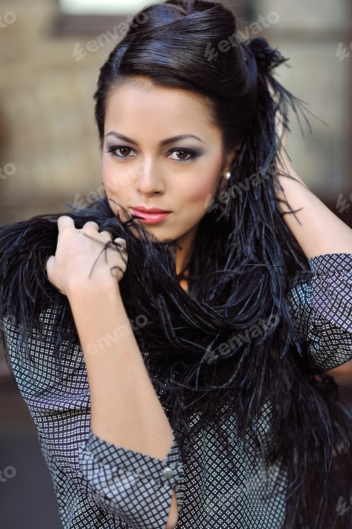 Preview: Glamour Portrait Of Beautiful Woman Model With Fresh Makeup