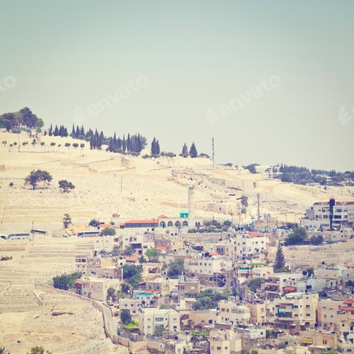 Preview: View To The East Jerusalem And Mount Of Olives From The Walls Of The Old City, Retro Effect